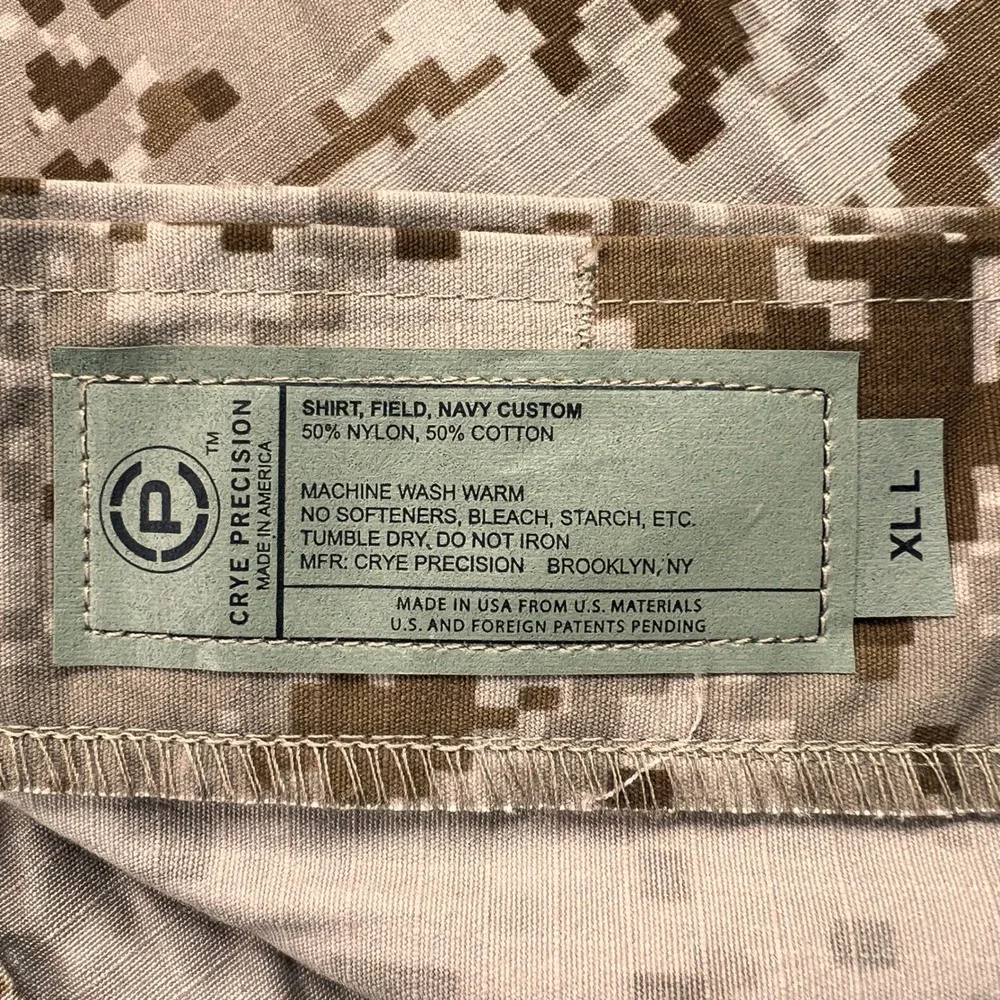 Crye‎ Precision Navy Custom Field Shirt Men XL Desert Camo Tactical SEAL AOR1
